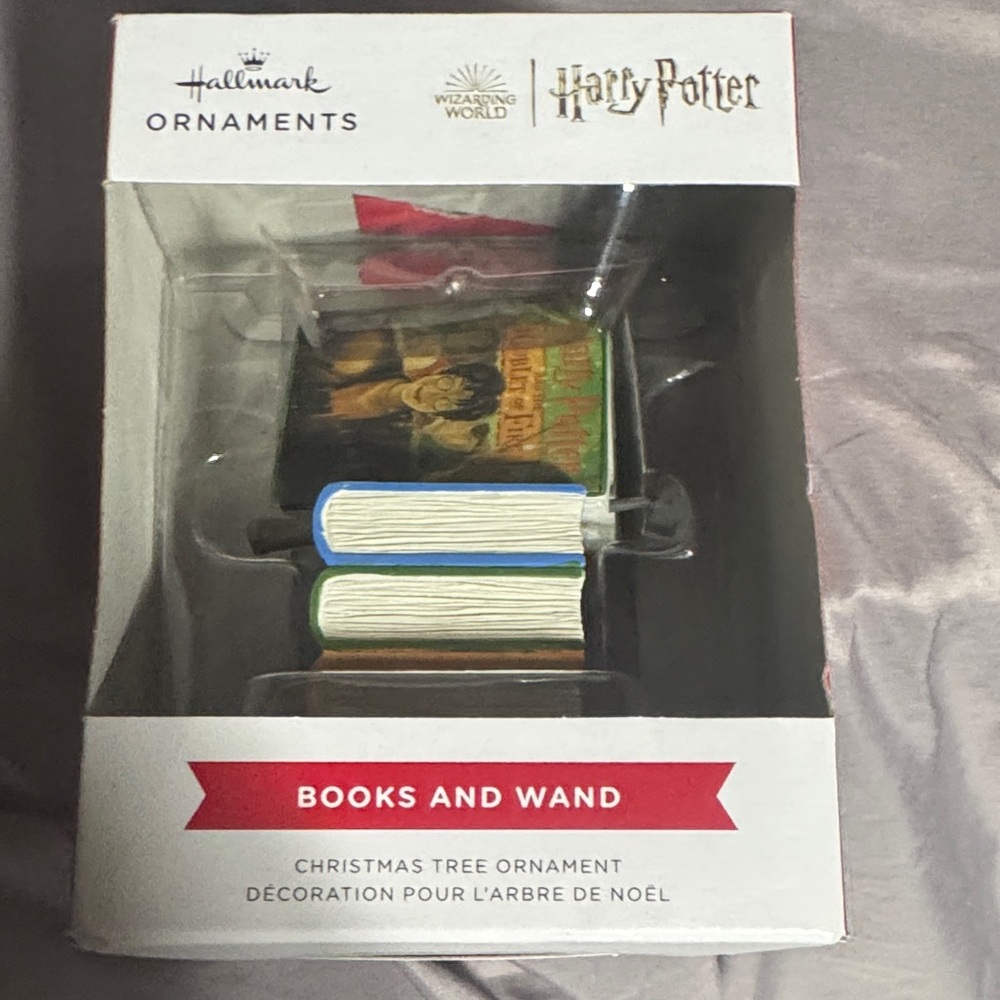 Hallmark Harry Potter Books & Wand Ornament - Red Green Blue